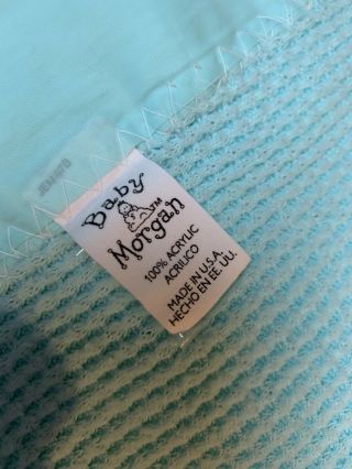 Vintage Baby Morgan Acrylic Waffle Weave Blanket Crib Size Green Nylon Edge 2
