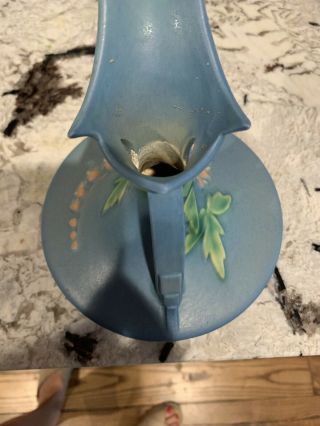 Vintage Roseville Pottery 963 - 6 Bleeding Heart Blue Ceramic Pitcher 6 
