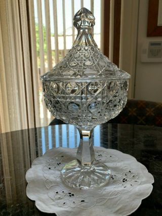 Vintage Brilliant Cut Crystal Compote/ Candy Dish