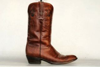 Vtg Lucchese Made In Usa Teju Lizard Mens Cowboy Boots 9.  5 D