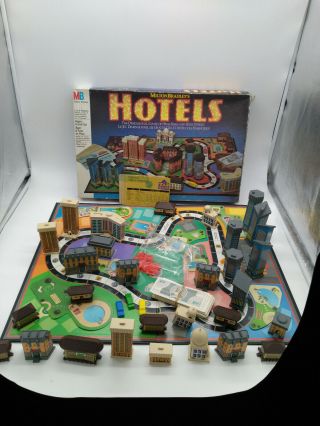 Vintage Hotels Board Game Milton Bradley 1987 Rare 99 Complete