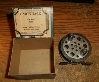 Early Bronson No.  2000 Union Jack 80 Yard Fly Reel/in Box/rare
