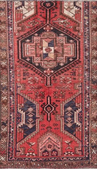Vintage Geometric Oriental Area Rug Wool Traditional Hand - Knotted 3x5 Red Carpet