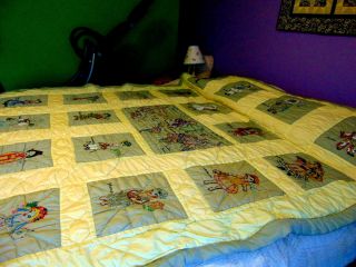 Vtg Heirloom Handmade International Quilt Polyester Blend Bespread World 77 