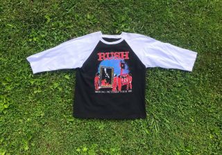Vintage Rush Moving Pictures 1981 Tour Concert T - Shirt Raglan Baseball Tee Rock