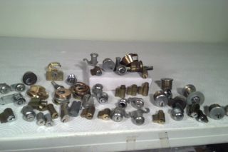 43 Vintage Brass Door Lock Cylinders And Parts,  No Keys,  Variety,