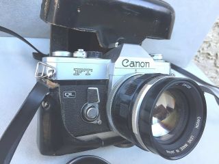 Canon Ft Ql 35mm Camera With 50mm 1:1.  4 285125 With Case - Vintage