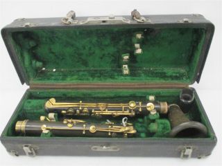 C.  G.  Conn Vintage Wooden Clarinet W/ Gold Keys & Case