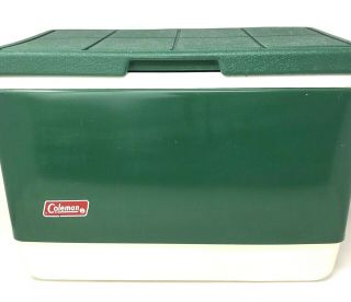 Vintage Coleman Cooler Green Ice Chest 1985 Made In Usa Plastic Lid 18 X 11 X 13