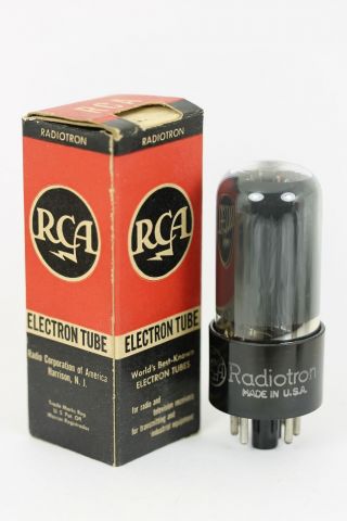 NOS RCA 6V6GT Vintage Tube 1950 ' s BLACK - PLATE SQUARE - GETTERS SMOKED - GLASS HIGHmA 4