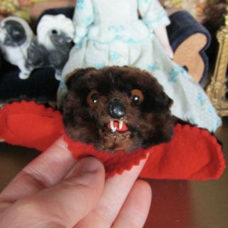 Antique Miniature Faux Bear Animal Rug Vtg Dollhouse Animal Fur Victorian To 20s
