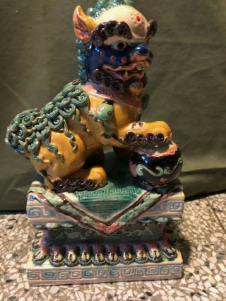 Large Colorful Vintage Ceramic Foo Dog