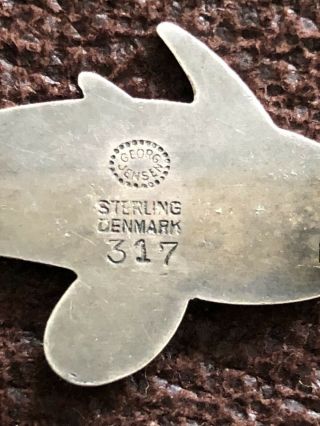 Vintage Georg Jensen Danish Sterling.  Silver Dolphin no.  317 Brooch Denmark Mod 5