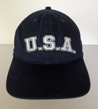Vintage Ralph Lauren Polo Sport Usa Spell Out Hat Cap Navy Blue