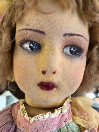 Antique 18” Lenci Italian Felt Cloth Doll In Adorable Rainbow Dress c.  1930s 3