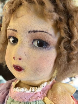 Antique 18” Lenci Italian Felt Cloth Doll In Adorable Rainbow Dress c.  1930s 4