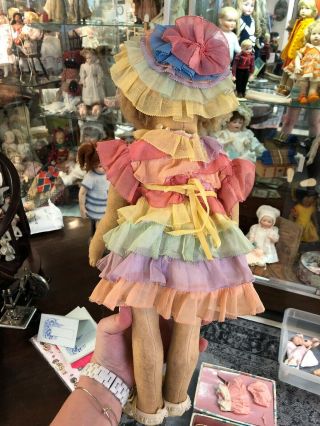 Antique 18” Lenci Italian Felt Cloth Doll In Adorable Rainbow Dress c.  1930s 7