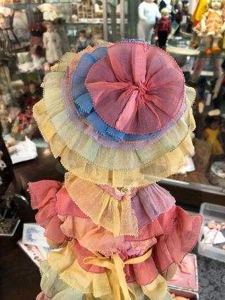Antique 18” Lenci Italian Felt Cloth Doll In Adorable Rainbow Dress c.  1930s 8