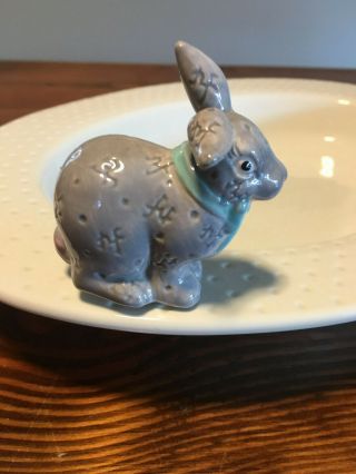 Nora Fleming Retired Rare Bunny with Blue Scarf 2