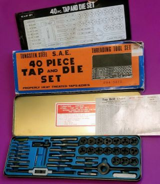 Vintage - 40 Piece Tap & Die Set - Nc & Nf,  Npt W Orig Boxes & Papers Exc Japan