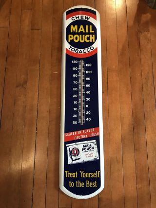 Vintage Metal Mail Pouch Chew Tobacco Thermometer - 39” Tall