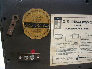 Vintage JENSEN X - 11 Ultra Compact 2 - Way Speakers 6