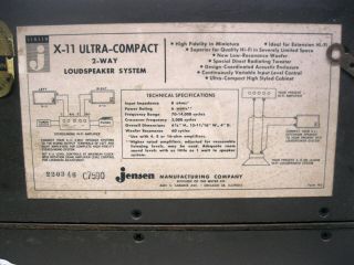 Vintage JENSEN X - 11 Ultra Compact 2 - Way Speakers 7