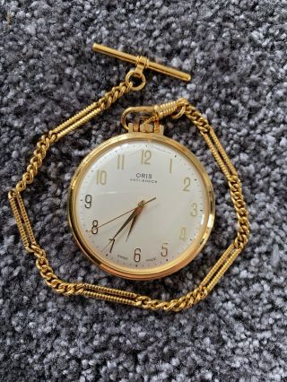 Vintage Oris Gents Pocket Watch With Chain