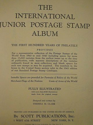Vintage Scott International Jr Postage Stamp Album 1943 with OVER 3,  000 STAMPS 4