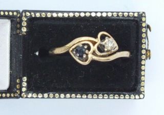 Vintage 9ct Yellow Gold Sapphire And Diamond Ring.  Size N 1/2.