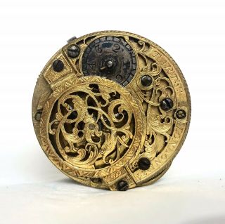 J.  Tarts,  London Antique Verge Fusee Pocket Watch Movement Repousse