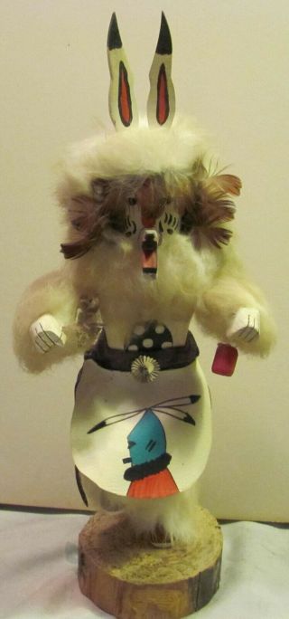 Vintage Carved Wood Navajo Dog Kachina Doll Signed By " H.  C.  " 12 In.  Tall,  Vg