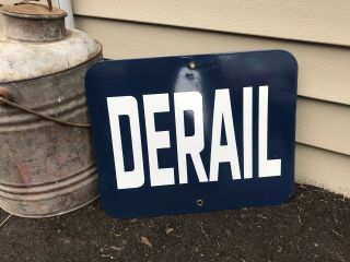 Porcelain Railroad Derail Sign - Railway - Vintage - Hard To Find