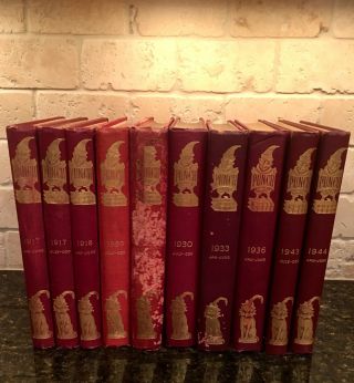 Vintage Punch History Red Leather Books Set Of 10 Volumes