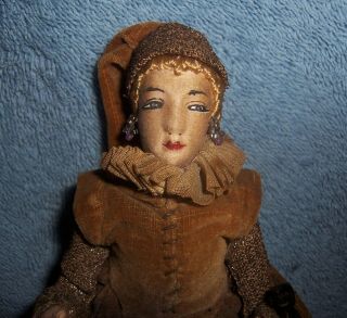 Antique Vintage French Cloth Doll House Dollhouse Man &Woman Elizabethan Style 8
