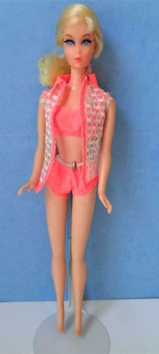 1969 Talking Barbie Doll in Orange Swimsuit BLONDE Ponytail MUTE N/Mint 2
