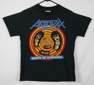 Vintage 1989 Anthrax Road To Euphoria Tour T - Shirt State Of Medium M