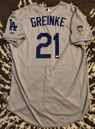 Dodgers Team Issued Zack Greinke Rare Jersey 2015 Postseason Mlb Authentication