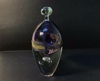 Vintage Gorgeous Art Glass Amethyst Gold Perfume Bottle Hand Blown Signed
