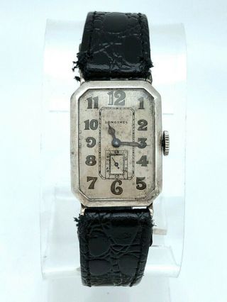 RARE Longines Cal 9,  47N 1920s After WWI MILITARY TRENCH STERLING SILVER 925 RUNS 11