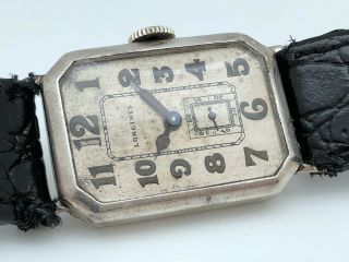 Rare Longines Cal 9,  47n 1920s After Wwi Military Trench Sterling Silver 925 Runs