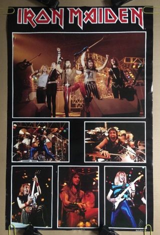 Vintage Poster Iron Maiden On Stage Photo Collage 1980 Music Pin - Up 80s
