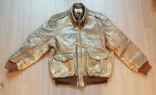Vintage Ll Bean Distressed Flying A2 Leather Jacket 42