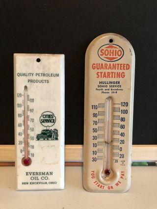 Vintage Sohio & Cities Service Thermometers