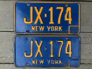 Pair Vintage York State License Plates 1966 1967 1968 1969 1970 1971 1972