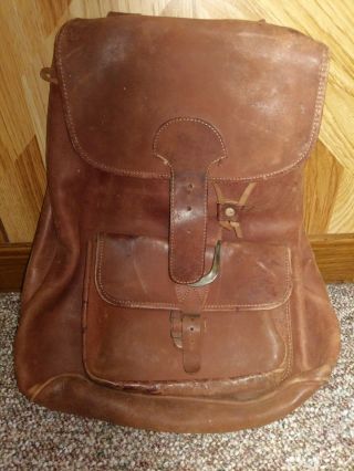 Vintage J&k Cow Leather Brown Backpack