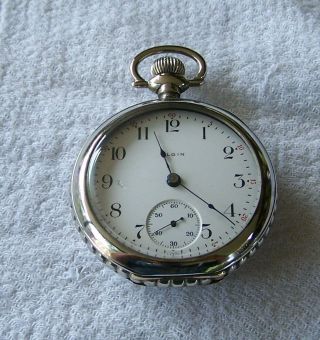 Vintage Elgin 18 Size 7 Jewel Pocket Watch With Fancy Beaded Rim Case