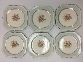 Vintage Set Of 6 Homer Laughlin Georgian Eggshell Chateau Blue Salad Plates