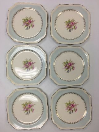Vintage Set Of 6 Homer Laughlin Georgian Eggshell Chateau Blue Salad Plates 6