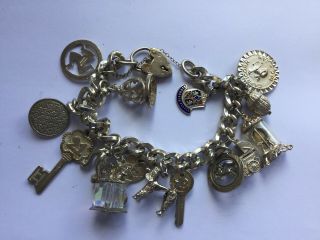 Vintage Sterling Silver Charm Bracelet (rare Charms)